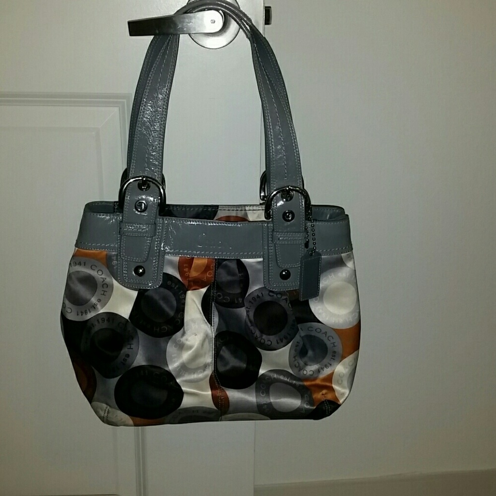 Coach  Shoulder Handbag Op Art Glam Scarf Print